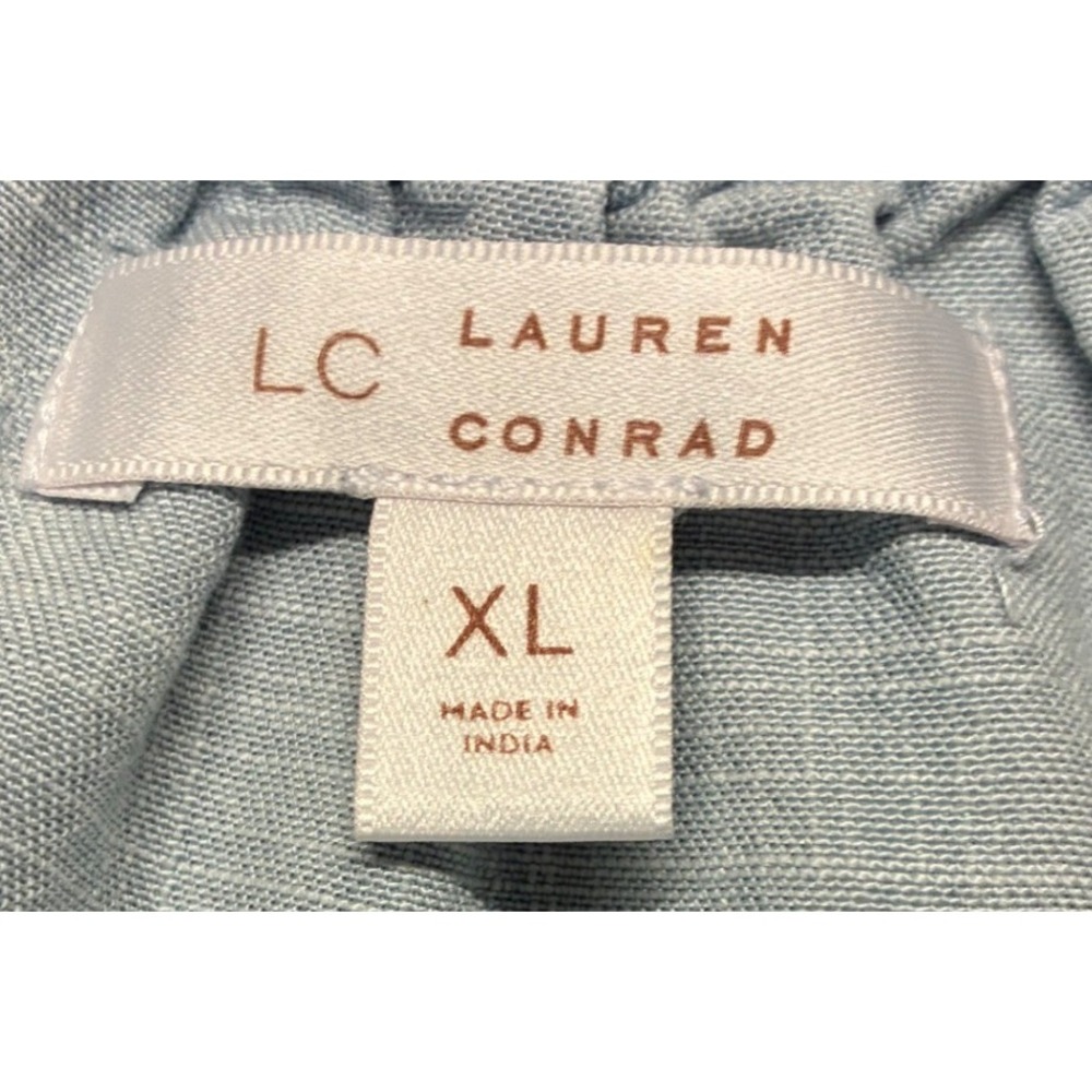 LC Lauren Conrad Womens XL Light Blue Lyocell Faux Wrap Ruffle Dress WL31Y002RD - Picture 4 of 8